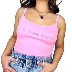 Y2k Pastel Pink Live For Love Cami Tank Top Small